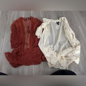 Rust and Cream Lace Coverups